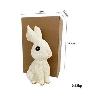 Schattig wit konijn spaarpot hars dier beeldje bureau ornament decoratie met doos