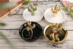 Keramische cactus sieraden tray ring houder desktop opbergorganizer voor decor