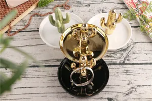 Gouden keramische cactus ringhouder sieraden schaal desktop opbergorganizer decoratief ornament