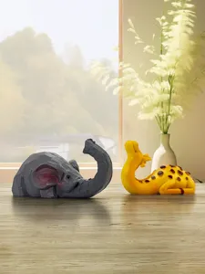 Detailed view of creative geometric animal figurines desktop decor ornament showcase