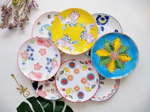Hand-painted ceramic plate 8-inch artistic tableware for home dinner steak dessert