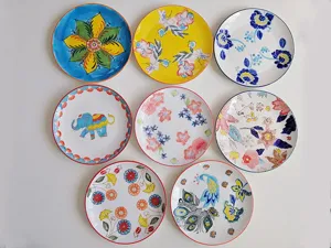 8-inch hand-painted ceramic dinner plate, artistic tableware for steak, dessert and home banquet.