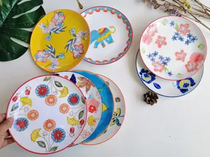 Hand-painted ceramic steak dinner plate 8-inch artistic tableware and dessert tray.