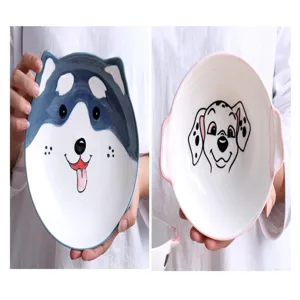 Leuke cartoon hond keramische kom set, creatieve husky dalmatiër bord voor thuis.