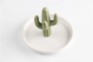 Keramische cactus ring schaal sieraden tray desktop organizer voor mooie opberging.