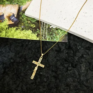 Exquisite gold cross pendant necklace with colorful cubic zirconia stones for women daily.