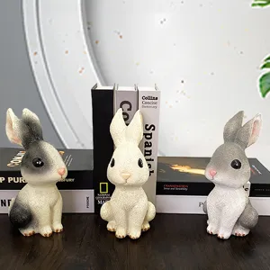Leuk Cartoon Konijn Spaarpot Hars Geld Doos Dier Beeldje Desktop Decoratieve Ornament Paascadeau Voor Kinderen Huisdecoratie