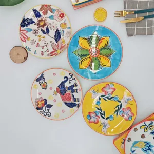 Hand-painted ceramic dinner plate 8 inch decorative tableware for home kitchen dining