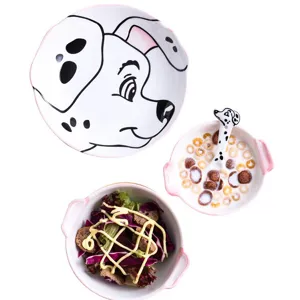 Schattige dalmatische keramische dinerbordenset, creatief servies met mooie hondenenlepel.