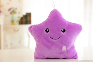 Lila leuchtendes Stern Pluesch Kissen suesses LED Sternen Spielzeug fuer Kinder Schlafzimmer