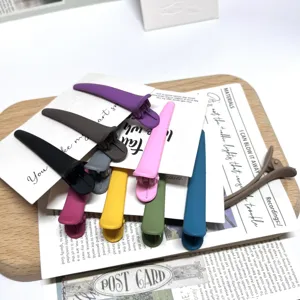 Colorful matte duckbill hair clips set, cute side hairpins for face washing and makeup.