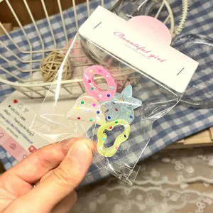Mini colorful hair claws translucent resin hair clips cute cartoon hair accessories set for kids