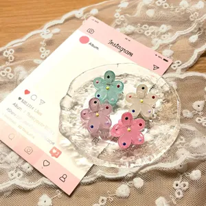 Mini floral hair claw clips translucent colorful drip oil small shark clips hair accessories