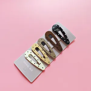 Korean style polka dot metal hair clips set, cute geometric side clips for women and girls.