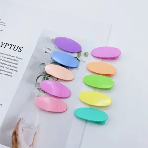 Korean ins style simple candy color duckbill hair clips sweet oval hairpins for daily wear