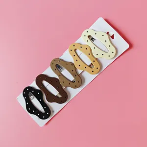 Korean style polka dot irregular geometric hair clips 5-piece set for women daily styling