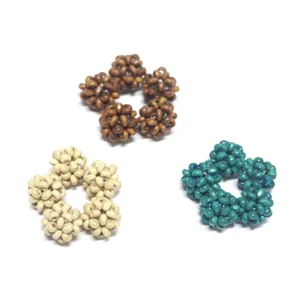 Handmade wooden beaded flower balls DIY jewelry accessories for stylish earrings and pendants.