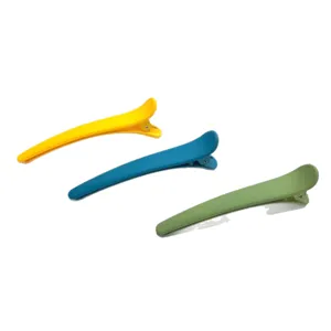 Large colorful seamless duckbill hair clips set for makeup and face washing, 3 vibrant colors.