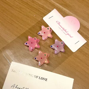 Mini star hair claw clips translucent colorful cute hair accessories for kids and girls