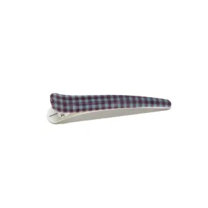 Blue and purple plaid duckbill hair clip, stylish grid side barrette for women and girls.