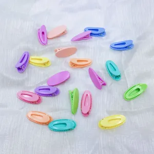 Colorful candy color duckbill hair clips detail view, minimalist Korean style hair accessories.