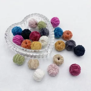 Colorful velvet pompom beads for DIY jewelry making earrings pendants handmade accessories crafting.