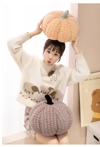 Soft pumpkin plush pillow cute stuffed toy for sofa living room decoration, cozy home decor.