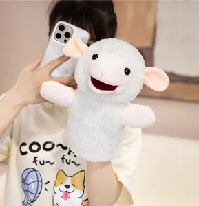 Cute white sheep hand puppet plush toy soft doll for kids playing interactive shows and gifts