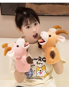 Cartoon cute sheep hand puppet plush toy soft doll for kids interactive storytelling play.