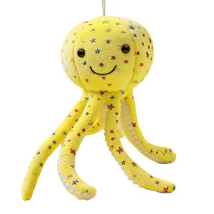 Peluche polpo giallo con stampa stelle simpatico giocattolo in tessuto portachiavi