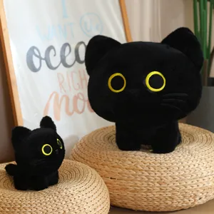 Cute Simulation Black Cat Plush Toy Kitten Doll Stuffed Animal Soft Toy Kawaii Kitty Doll Keychain Pendant Gift For Girls