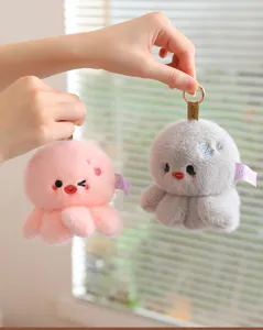 Carino portachiavi polpo in peluche, morbido ciondolo borsa animale imbottito per ragazze.