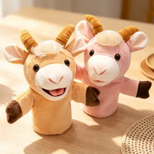 Cartoon Sheep Hand Puppet Plush Toy Animal Doll Soft Stuffed Ventriloquism Puppet Kids Interactive Performance Toy