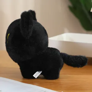 Cute black cat plush toy stuffed animal soft doll keychain pendant gift for girls and kids.
