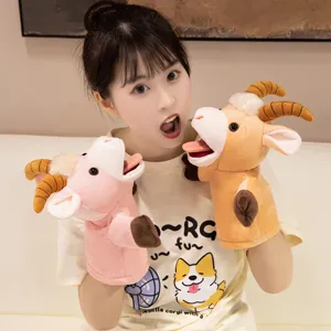 Cartoon sheep plush hand puppet toy, soft cute animal doll for kids storytelling and fun play.
