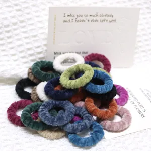 Velvet hair scrunchies set colorful elastic hair ties for women girls winter hair accessories