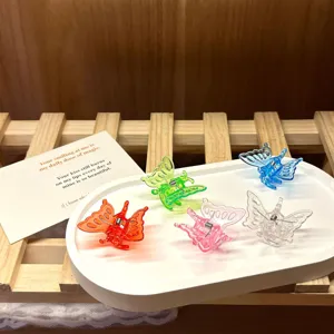 Acrylic butterfly hair claws multi-color cute mini hair clips for women daily styling.
