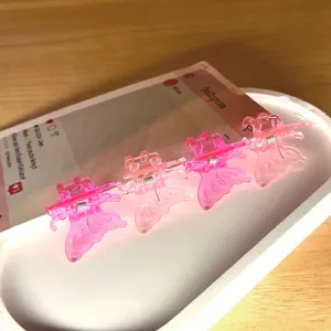 Pink transparent butterfly hair claws cute acrylic hair clips sweet styling accessories set