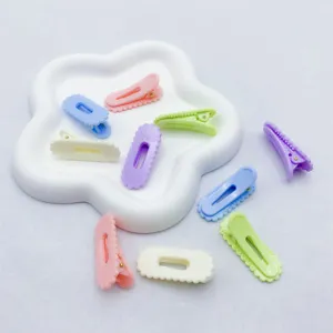 Candy color oval wavy edge hair clips set, cute duckbill hair accessories for women and kids.