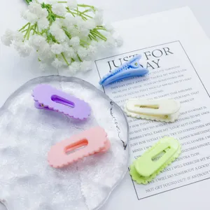 Candy color wave edge hair clips duckbill clips cute sweet bangs side clips for women girls