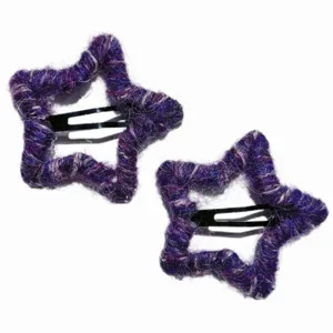 Korean plush star hair clips cute woolen hairpin fashion hair accessories for kids 2pcs