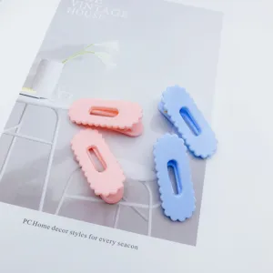 Cute oval wavy hair clips set in candy colors, sweet side clips for women and kids daily use.