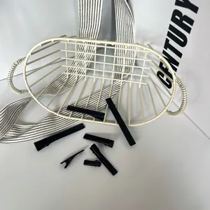 Set di fermagli per capelli in metallo nero pinze a coccodrillo con cestino portaoggetti