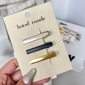 Set di 3 fermagli per capelli in metallo argento nero oro con confezione carta fatto a mano