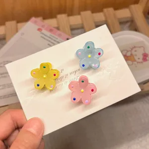 Koreanische Geleefarbe Blumen Haarkrallen, süße Mini Haarspangen für Damen und Mädchen Alltag.