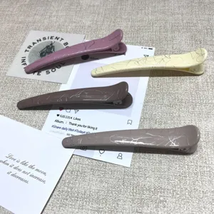 Fashion marble texture duckbill hair clips set, cute side hair styling accessories for women.