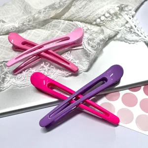 Macaron color duckbill hair clips set, cute minimalist styling pins for bangs and daily use.