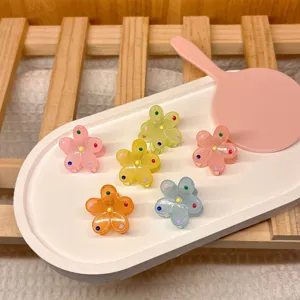 Süße koreanische Gelee-Farbe Blumen Haarklammern Set, transparente süße Mini Haarklammern.