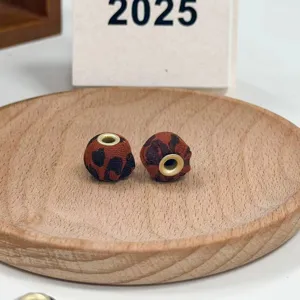 Leopard print cloth bead DIY handmade large hole bead jewelry accessory for phone chain.