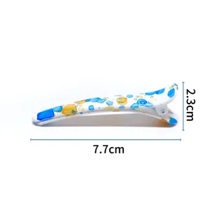 Graffiti duckbill hair clip, blue yellow watercolor printed plastic side hair pin for girls.